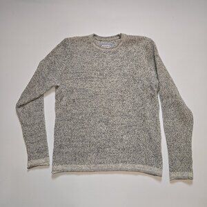 32 Bar Blues Rollneck Sweater Mens Medium Gray Ivory Cotton Pullover Warm EUC M